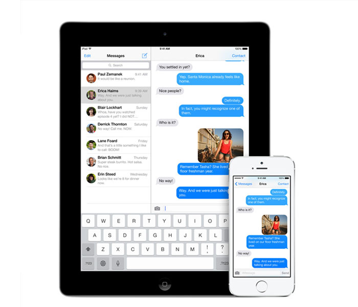 iPad and iPhone showing the iMessage application