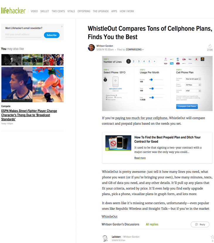 WhistleOut Compares Tons of Cellphone Plans WhistleOut