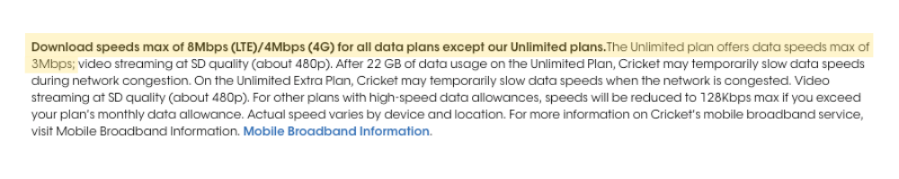 cricket wireless fine print
