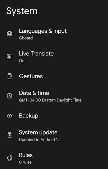 System options
