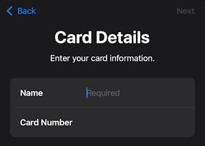 Enter card details