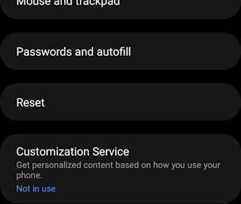 Tap Reset option in general management