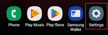 Samsung Galaxy settings app marked