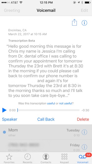 What is Visual Voicemail and Do I Need it - Visual Voicemail on iOS transcribed call