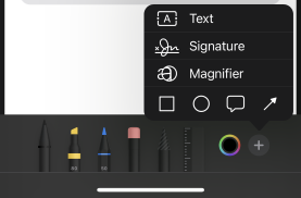 Tap the plus button and select "Signature."