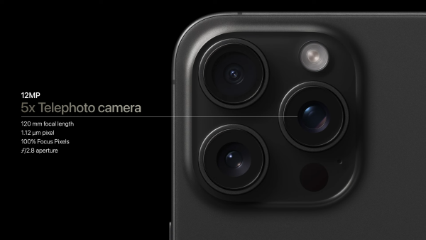 iPhone 15 Pro Max camera array. 