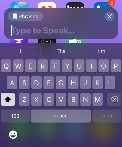 Live Speech text box for Personal Voice. 