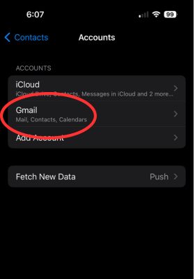 Choose your Gmail account 