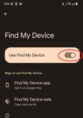 Enable Android's Find My Device 