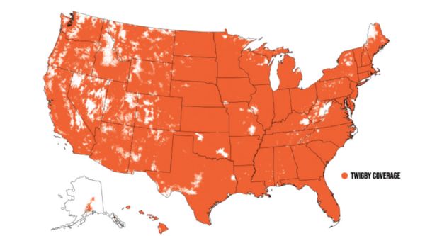 Twigby coverage map