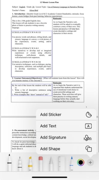 Choose from the mark up tools