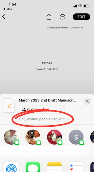 Tap Only invited people can edit