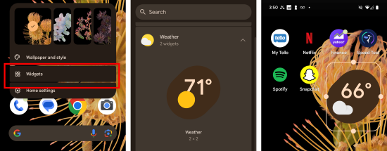 I added the Weather widget to my Google Pixel 6 to easily see the temperature.