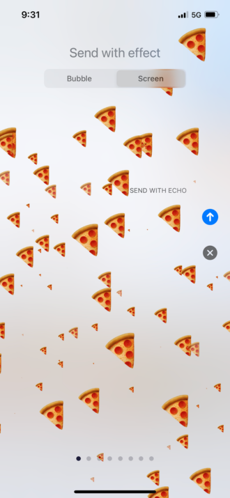 Screenshot of picking an emoji for your Bubble or Screen effect