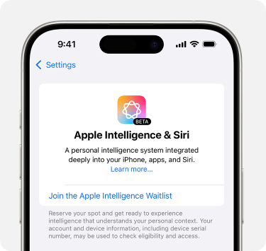 Apple Intelligence waitlist in iOS 18.