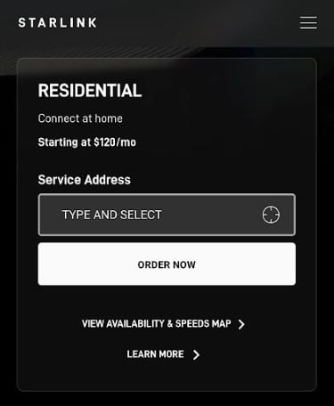 Signing up with Starlink.