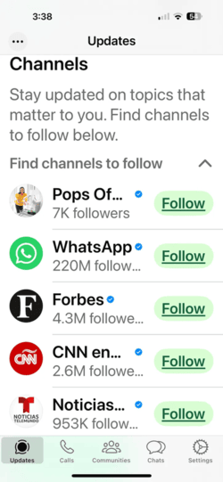 WhatsApp Communities screenshot on an iPhone