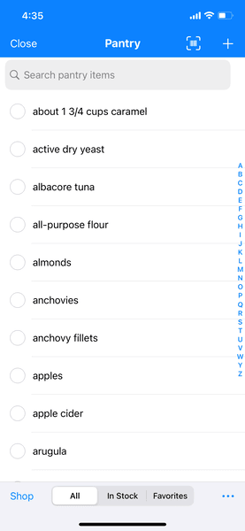 MealBoard pantry screen