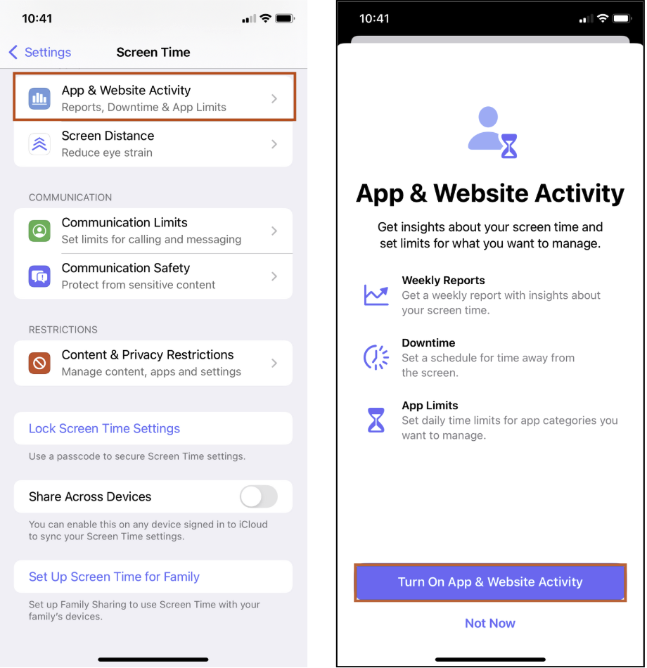 Turn On App & Website Activity
