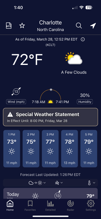 Screenshot of EverythingWeather interface
