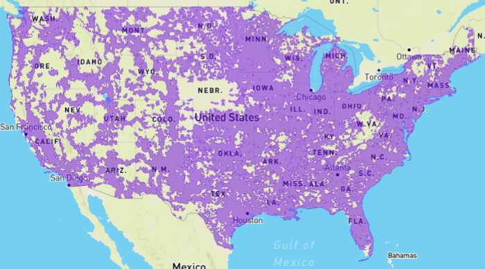 T-Mobile 5G coverage map.