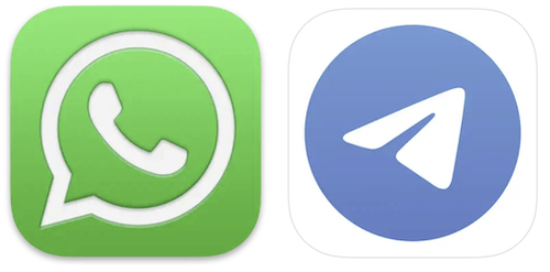 whatsapp and telegram logos