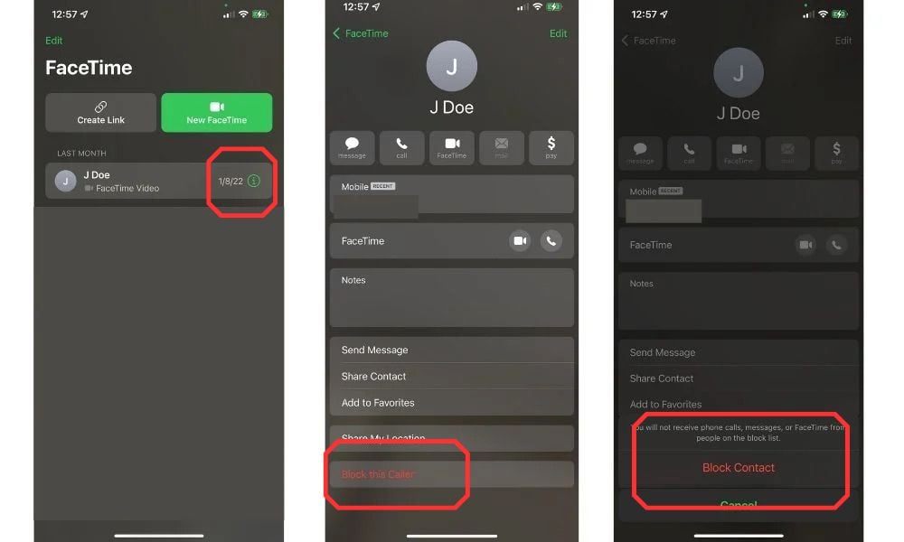Block numbers in FaceTime app