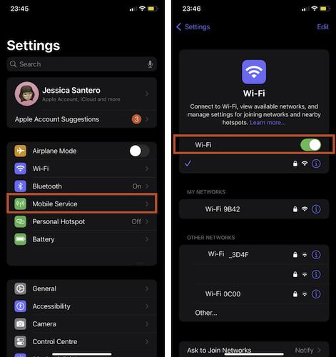 steps to turn on Ai-Fi for iPhone