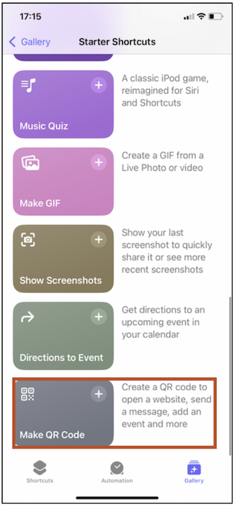 make a QR code in shortcuts