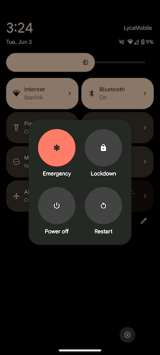 Restart option to reset a Pixel phone.