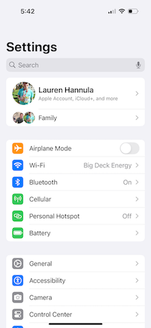iPhone 14 Pro settings