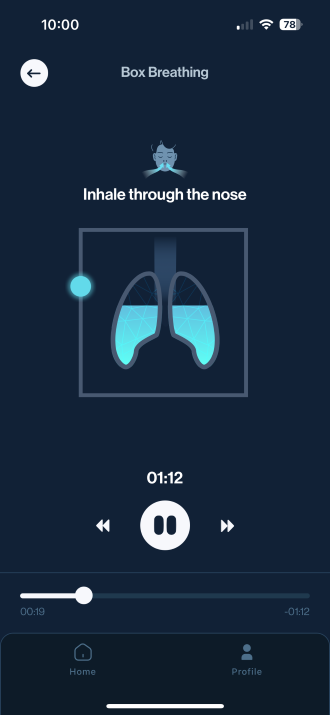 Screenshot of Calmer guided breathing exercise.