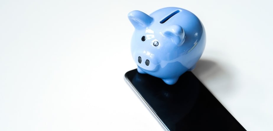 piggy bank on a smartphone