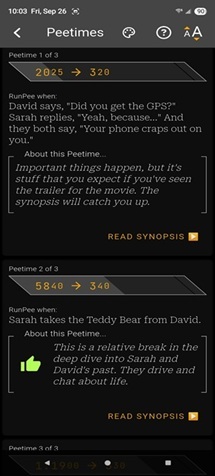 Screenshot of the Run Pee pee times.