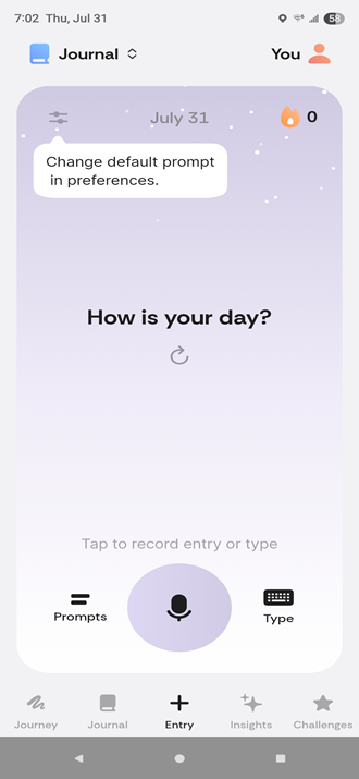Screenshots of Honestly prompt