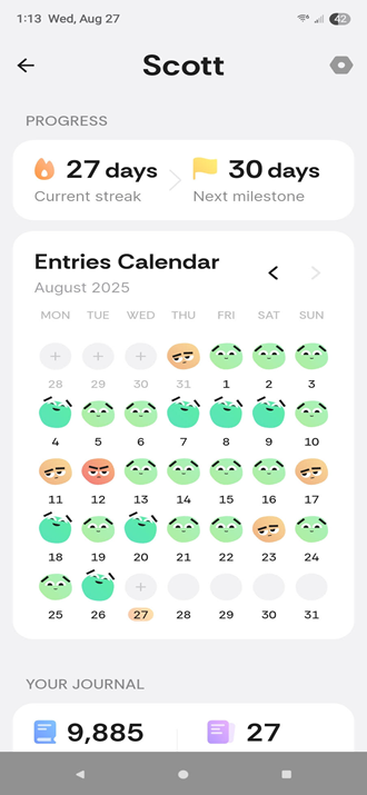 Screenshot of Honestly mood tracking