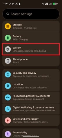 Pixel System Settings