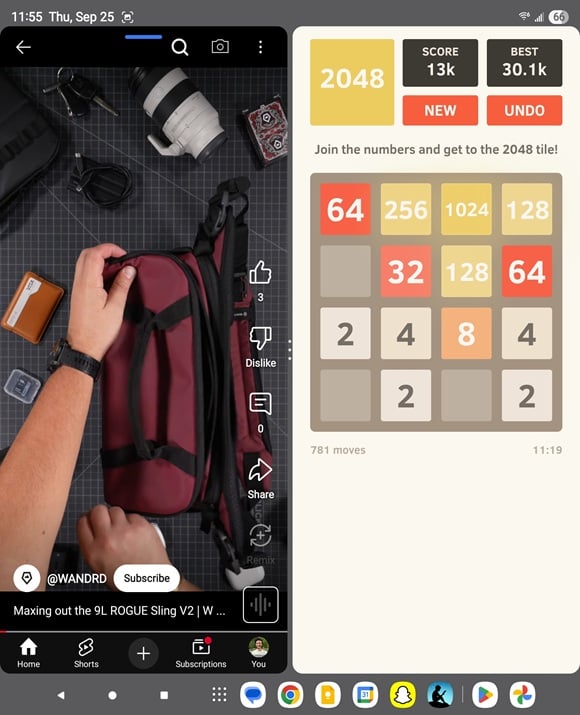 Screenshot of adding the second app for split screen