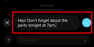 Retype your message and press the blue check.
