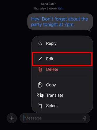 Select the Edit option. 