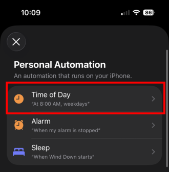 Select Time of Day. 