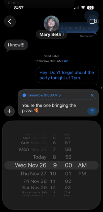 Scheduling a text on an iPhone