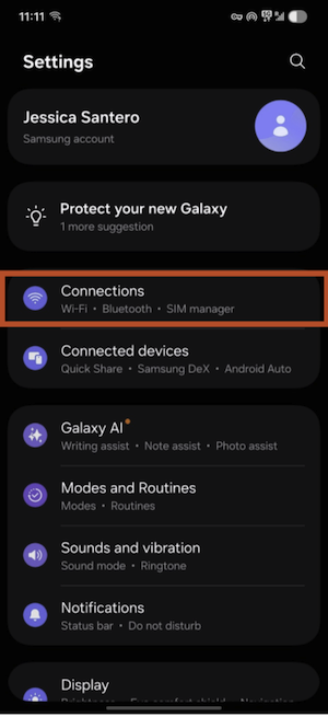 step one to turn on android roaming