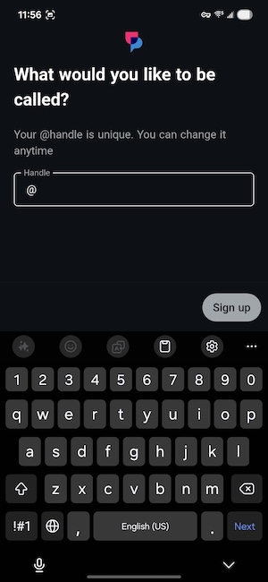 UpScrolled username selection screen