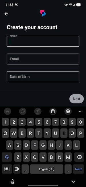 UpScrolled create account screen