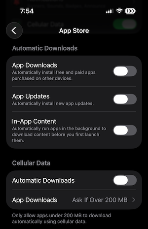 Disable automatic downloads.
