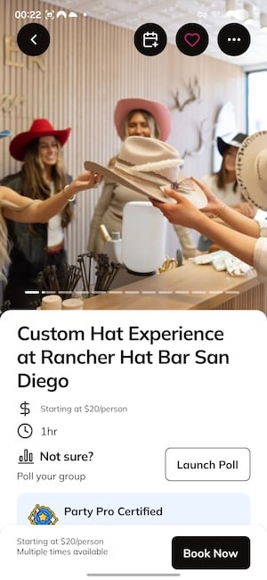 BACH app showing local events and activities available for booking