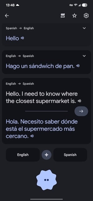Google Translate conversation feature translating a foreign language menu in real time