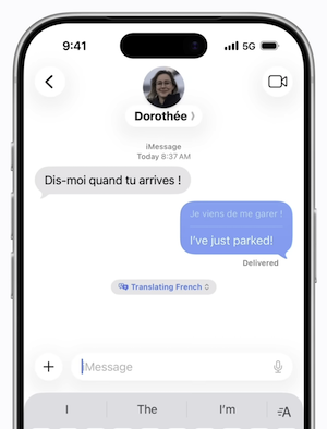 Apple Live Translation in use in Messages