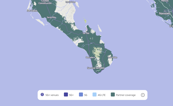 AT&T coverage map of Cabo San Lucas